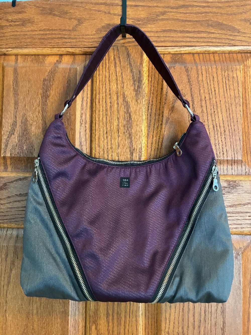 Custom 1154 Lill Studio purple and grey fabric shoulder bag
